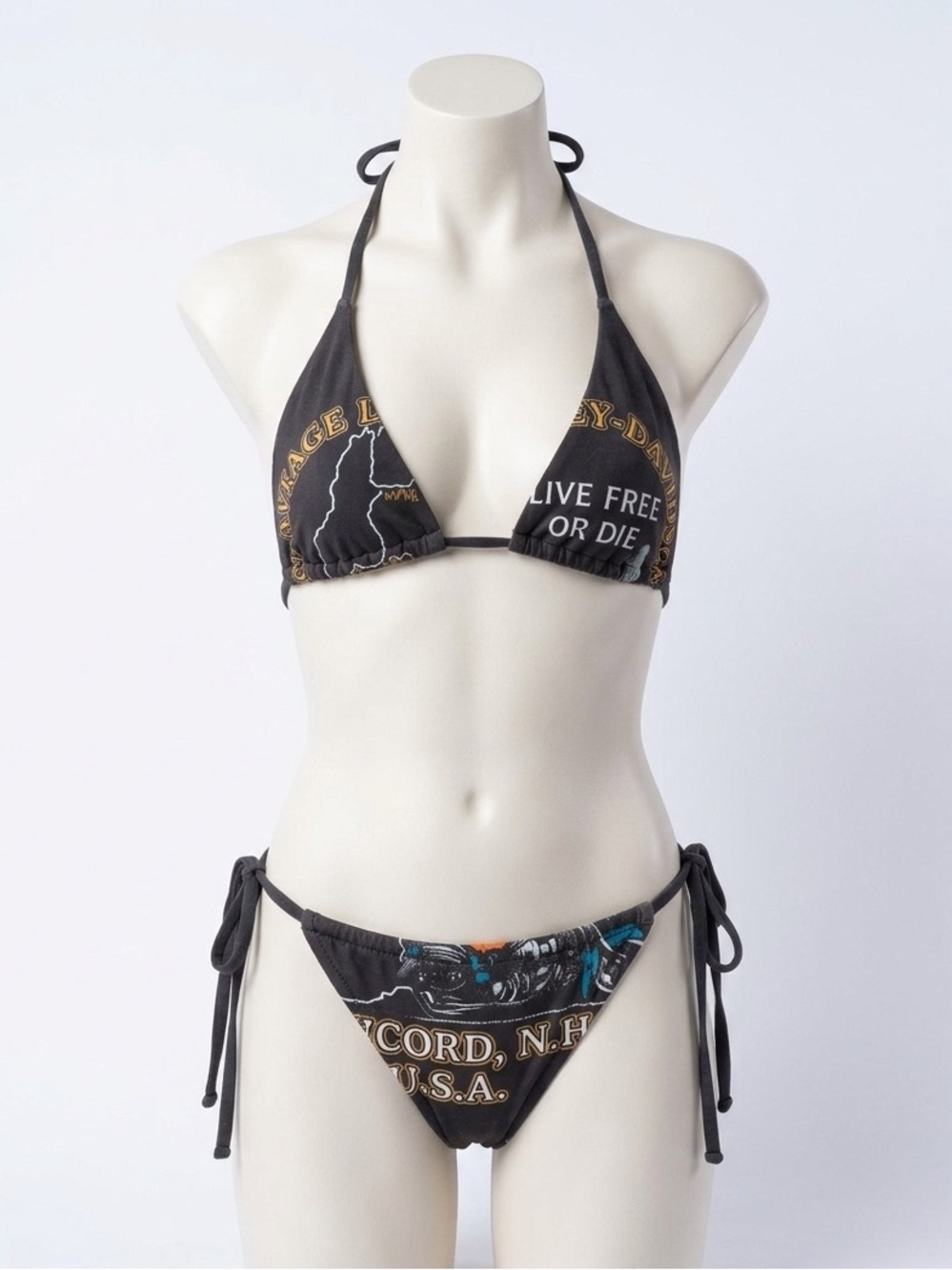 VTG custom made Harley-Davidson Black Graphic Triangle Bikini small/medium